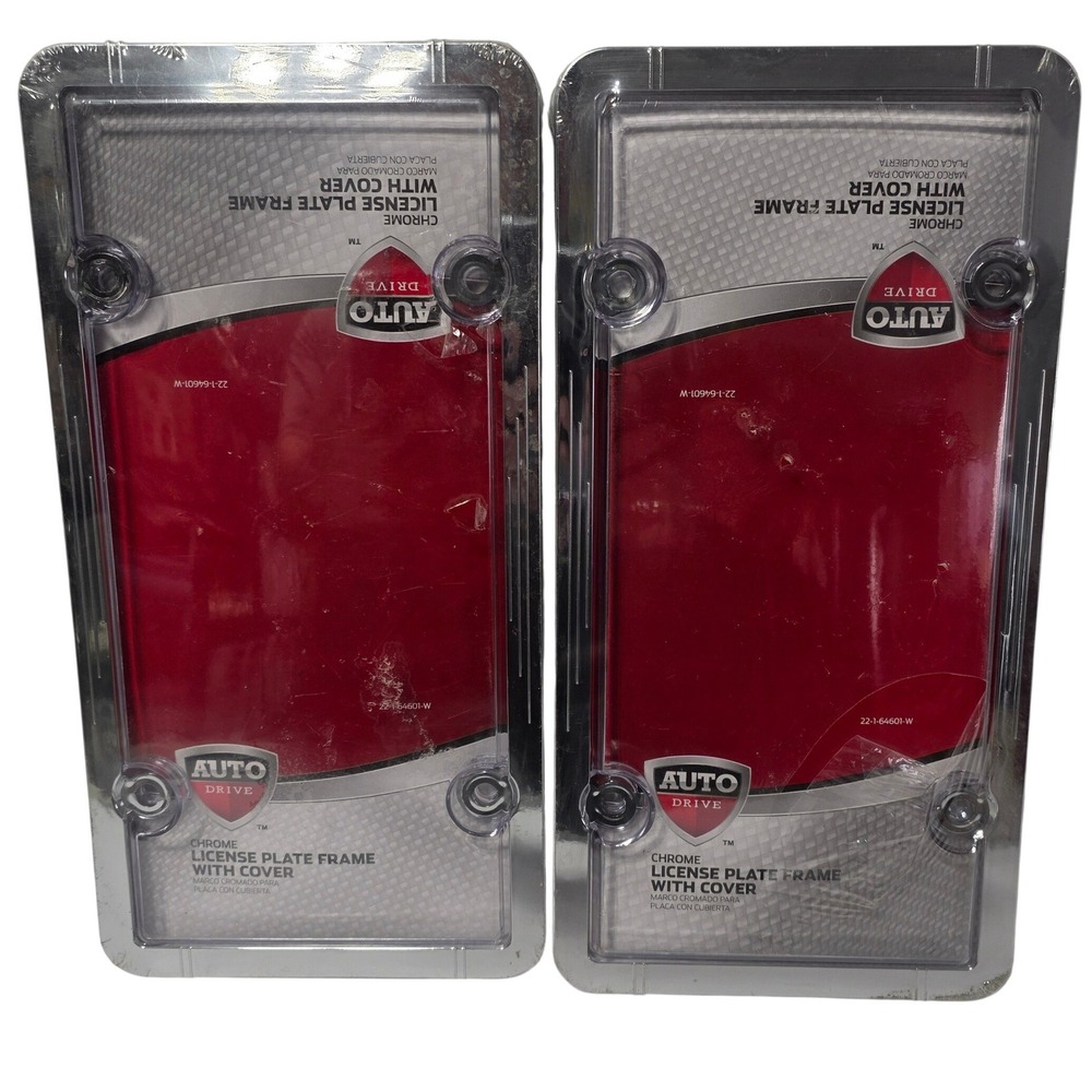 Auto Drive Chrome License Plate Frame with Clear Cover 2 Pack 22-1-64601-W*
